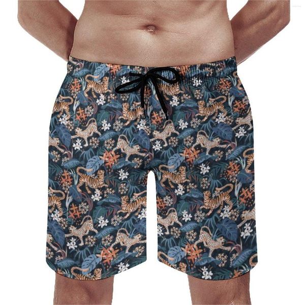 Herren -Shorts Sommerbrett Leopard und Tiger Sport Jungle Animal Printed Beach Casual Schnelltrocknen Trunks großgröße