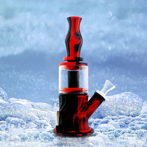 Waxmaid 9.3inch Çift Perkolator Su Borusu Beher Bongs Balmumu Nargile Çok Fonksiyon 4'te 1 Petek Platin Tedavi Silikon ABD Depo Perakende Sipariş Ücretsiz Kargo