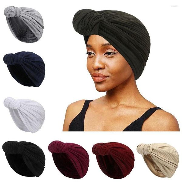 Bandanas Soild Color Muslim Pescarf Cap Cotton Head Trapone Women Women