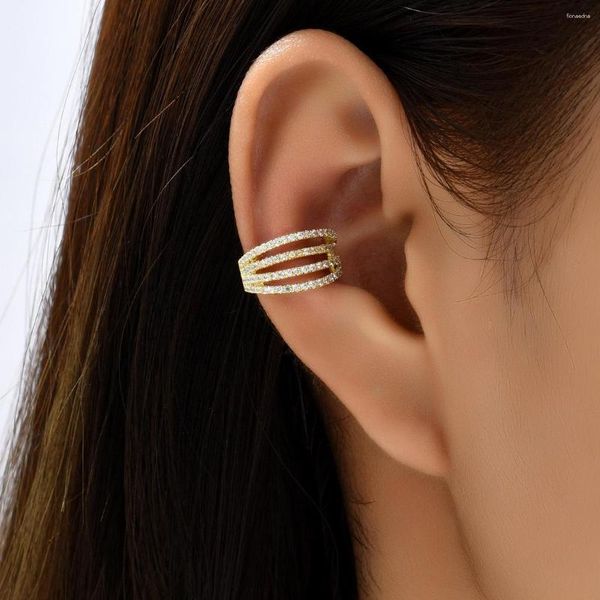 Sırtlar Küpe JF2023 Orijinal Tasarım Moda Trendi Mikro Kaynak Zirkon Çizgileri ile Parlıyor Kulak Kipi Kadınlar