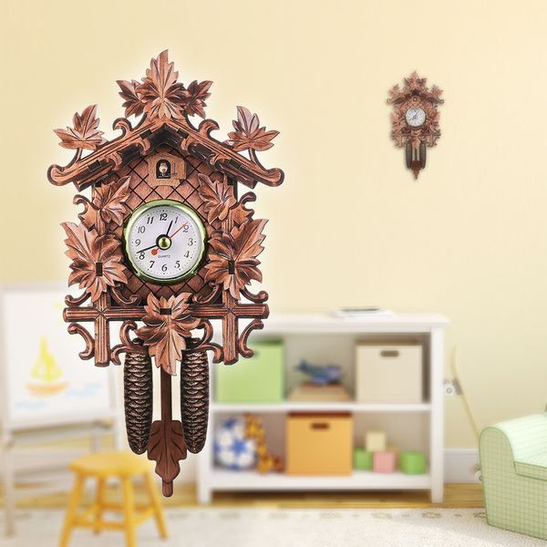 Relógios de parede Vintage Cuckoo Wall Clock Art Chic Pendulum Clock Craft Bird Wood Wooding Decoration for Home Cafe Restaurant Sala de estar 230814