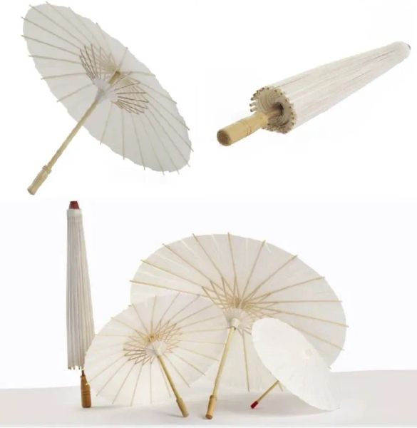 Papier Parasol 60 cm Bambusschirde Hochzeitspapier Regenschirm Party Gunst für Brautduschen Mittelstücke Foto Requisiten ZZ