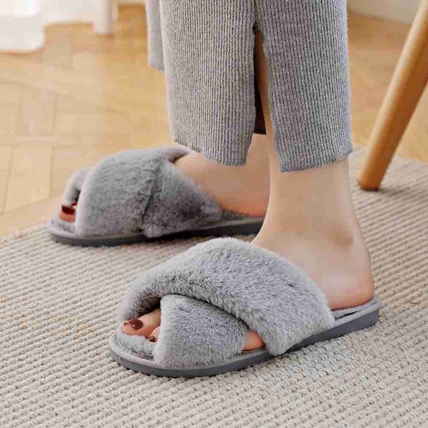 Chinelos BEVERGREEN Inverno Mulheres Casa Faux Fur Quente Sapatos Femininos Deslizamento em Casa Peludo Senhoras Slides Plus Size Atacado 230808 OO1