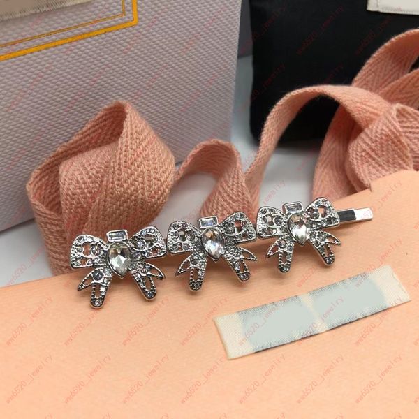 Designer Jewelry Silver Embed Crystal Crystal Bow Clips Barrette, Glamour Glamour Ladies Hairjewelry, Natale, San Valentino, Regali