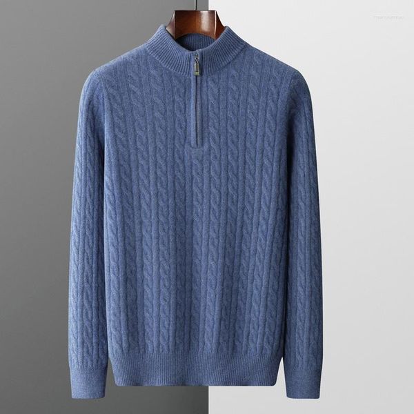 Maglioni maschili grandi cerniera mezza chirri di dolcevita da uomo abbigliamento autunno inverno casual spessa cassa calda in cashmere pullover