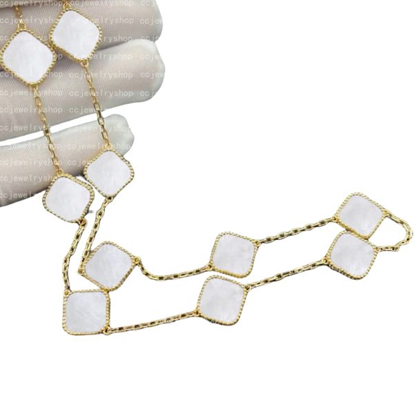 Designer Accessori per gioielli top di lusso a quattro foglie di lusso da 45 cm classica cratle classica collana di agata lunghe dieci 10 fiori a ciondolo madre di pearl per donna fascino da ragazza van clee