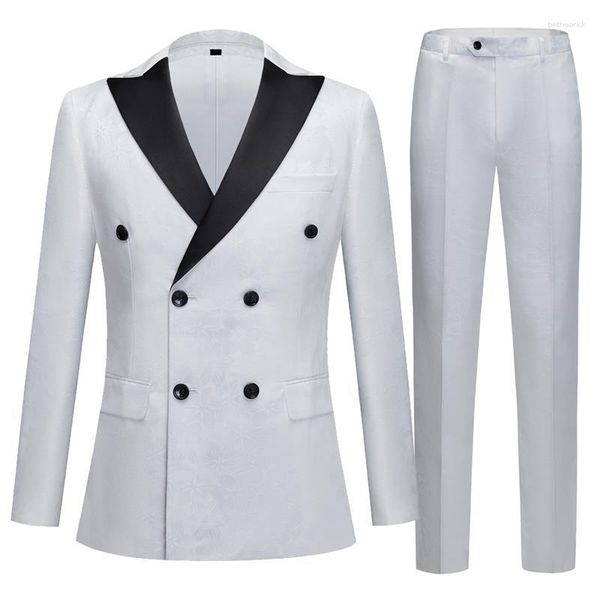 Herrenanzüge Anzug Mantel Frühlings- und Herbst -Host -Party Hochzeit weiße Doppelreihe Einfacher großer Größe