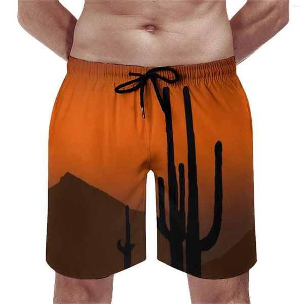 Shorts masculinos deserto placa de sol de lazer de tamanho grande cacto de cacto de cacto calças confortáveis