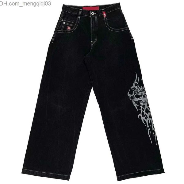 Calças masculinas mais vendendo jeans góticos de hip-hop coreano em 2023 feminino y2k punk rock solto de corrida direta calças de rua larga de perna z230815