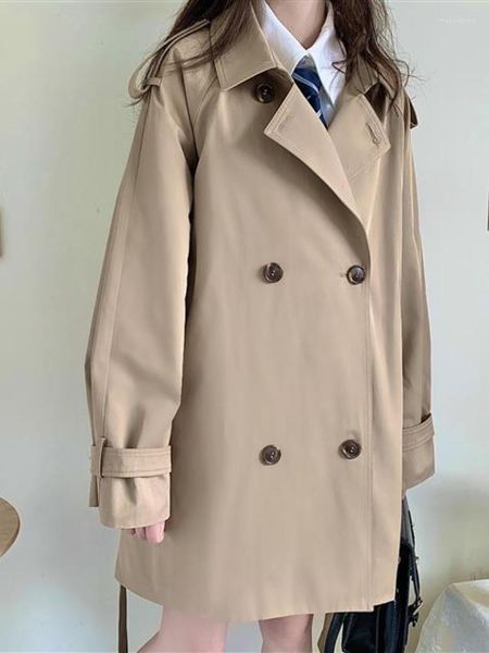 Damengrabenmäntel Mantel für Frauen Jacke losen Khaki -Kragen Langer koreanischer Kleidung Mode Luxus Tops