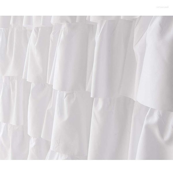 Badezubehör Set Ruffle Duschvorhang Home Decor Weiche Polyester Dekorative Badezimmerzubehör Ideal für Duschen und Badewannen weiß 71