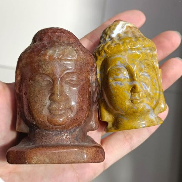 Estatuetas decorativas de 5 a 6 cm de cristais naturais oceanos jasper buda escultura em figurina quartzo reiki cenas de cenas de presente decoração de casa