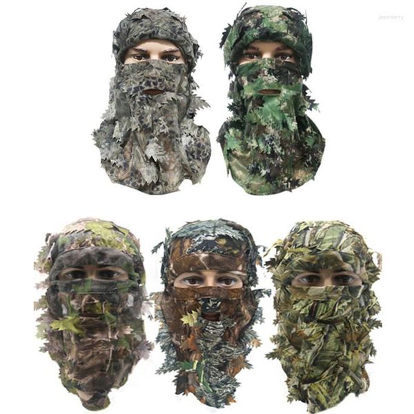 Boinas 10pcs camuflagem 3d folha máscara face ghillie terno de caça de caça ao capacete capa de caça capa