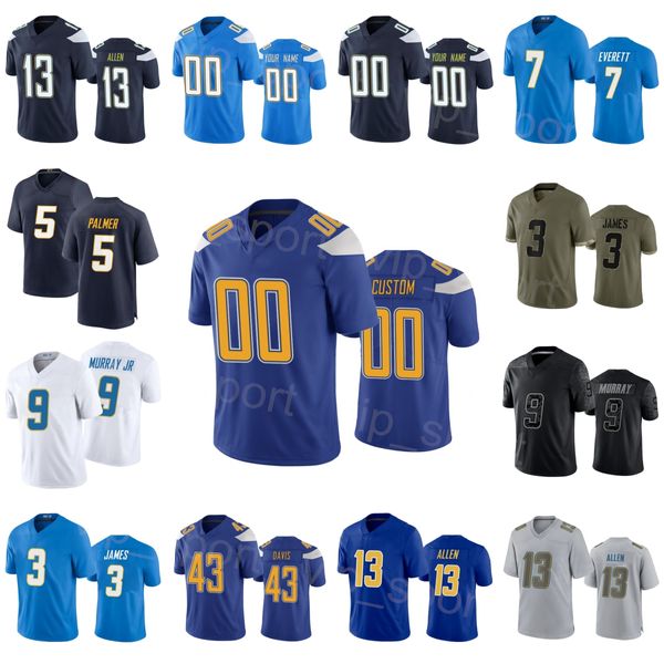 Team Football 3 Derwin James Jr Jersey 9 Kenneth Murray Jr 43 Michael Davis 5 Joshua Palmer 13 Keenan Allen 7 Gerald Everett Olive Salute to Service Men Kids Women