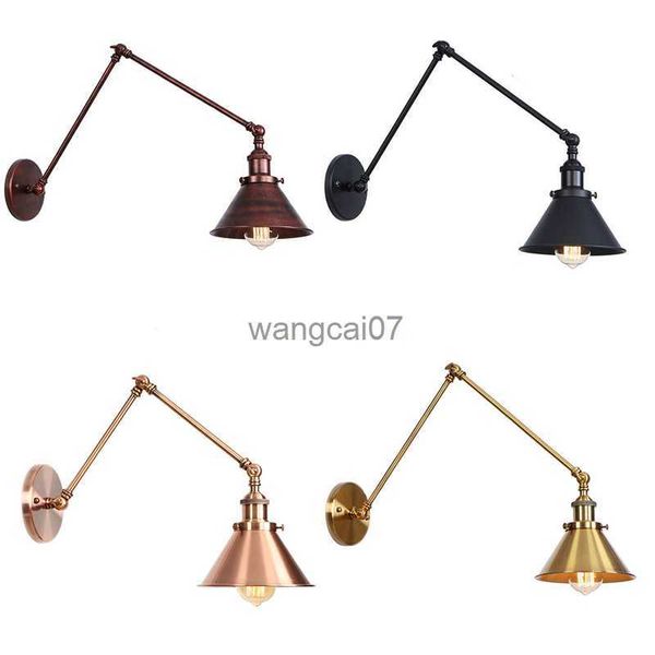 Wandlampen Industrieleuchte Wandleuchte Vintage E27 Home Schlafzimmer Innenkorridor Langer Arm Retro Wandlampe LED Wandlamp Schwarzer Kupfer HKD230814