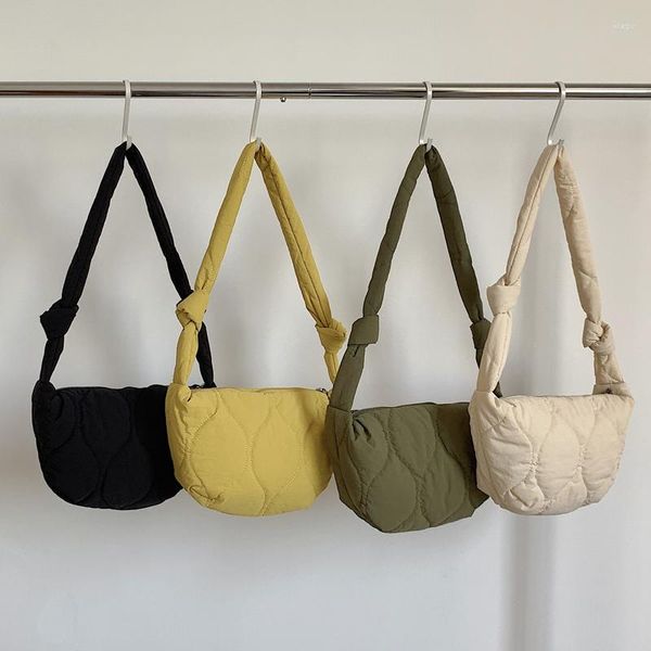 Abendtaschen 2023 Reißverschluss Frauen Hobo -Tasche Quilt -Baumwoll Ling karierte Mittelkreuzkörper Schulter Damen geknotete Gurte Ganzer Verkauf