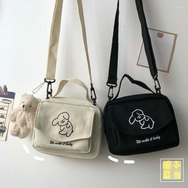 Abendtaschen japanische süße weiche Hunde Leinwand kleine Tasche Korean frisches Mädchen Messenger Geldbörsen und Handtaschen Frauen Trf