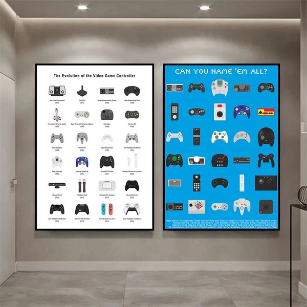 Videogame Posters and Prints Controllers Game Lovas Pintura Wall Retro Gamepad Gamer Boys Bedroom Decor Wo6