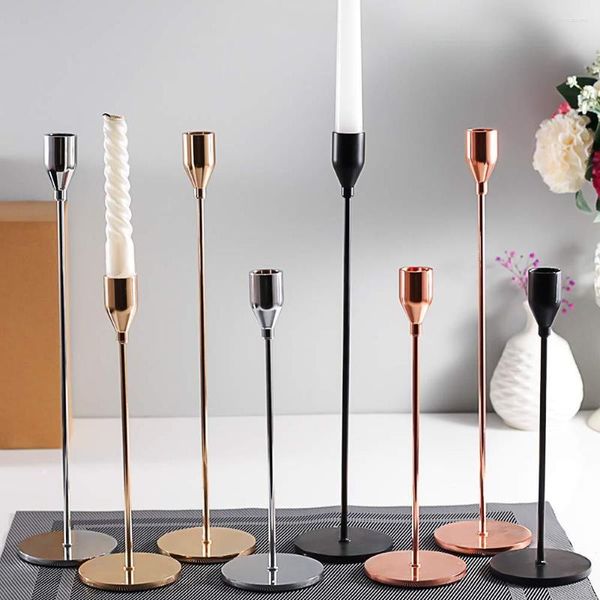 Mum tutucular 3pcs/set metal Çin tarzı basit altın düğün dekorasyon bar parti oturma odası ev dekor şamdan