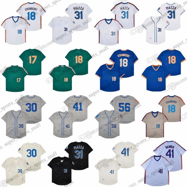 Бейсбольные майки 41 Tom Seaver Mike Piazza Darryl Strawberry Michael Conforto Noah Syndergaard Yoenis Cespedes Tug McGraw Мужские сшитые майки