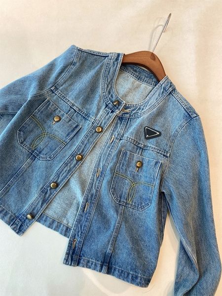 Damenjacken Denim Coat Gold Schnalle Langarmer Herbst -Frauen -Außenbekleidung lässig lässig