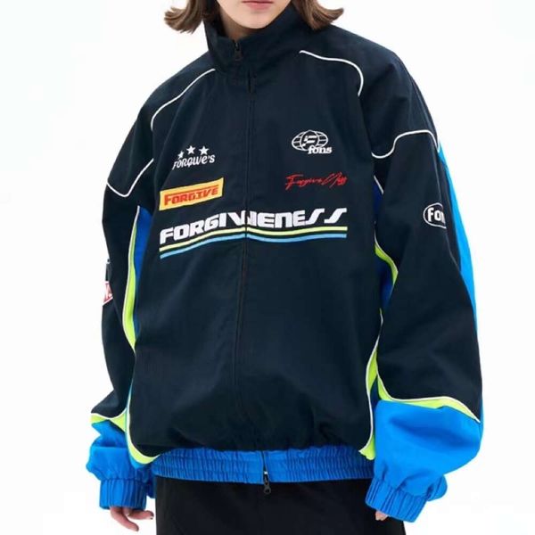 2023 Design Autunno e inverno Nuovo Trend Street Blue Racing Suit Flip Collar Giacca di ricarica Dimensione M L XL