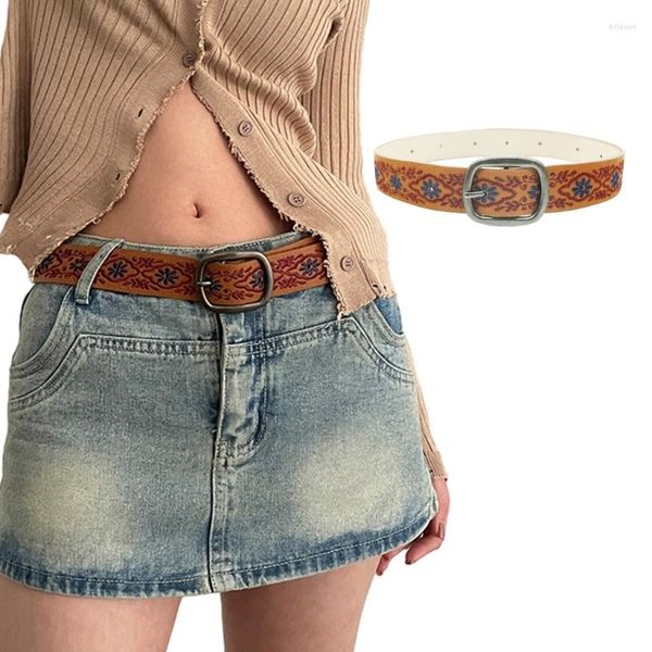 Kemerler Lady Bel Kemeri Nakış Vintage Toka Sıradan Ceinture American Street Dance Cowgirl Y2K Stil