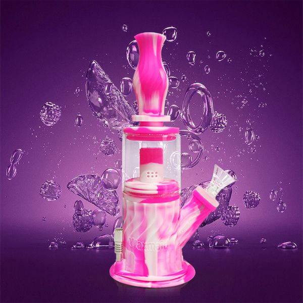 Waxmaid Doppelperkolator Wasserrohr Silikon Bongs Wax Shisha Multi -Funktion 4 in 1 Wabe zertifiziertes Lebensmittel sicheres Silikon US -Lagerhandel Einzelhandelsbestellung kostenloser Versand