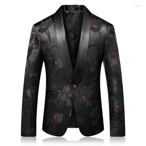 Abiti da uomo Blazer di qualità uomini lussuosi jacquard black rosso floreale floreale giacca giacca night club cantanti eleganti