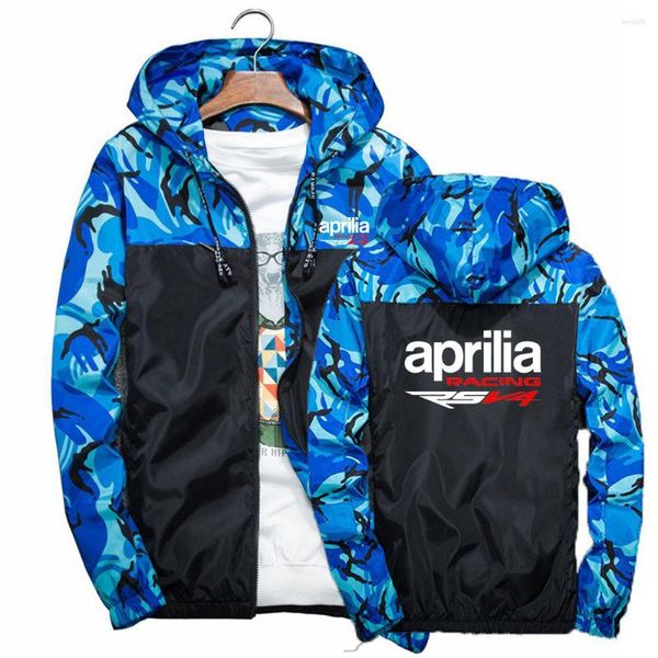 Con cappuccio maschile 2023 Aprilia Racing RSV4 con cerniera a vento Casual Casual Slimt Fit Sporting Splicing Cimeflage Capeggi