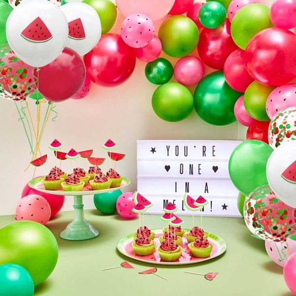 Dekoration Früchte Thema Wassermelonenkuchen Topper/Banner/Luftballons Sommerpool Hochzeits Geburtstagdekoration Babyparty DIY Supplies R230812