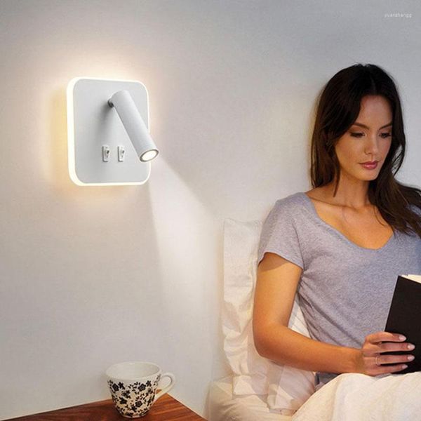 Lâmpadas de parede Modern Ajuste a luz de cabeceira ajustável com o quarto de superfície do quarto de superfície El scone On/Off Switch