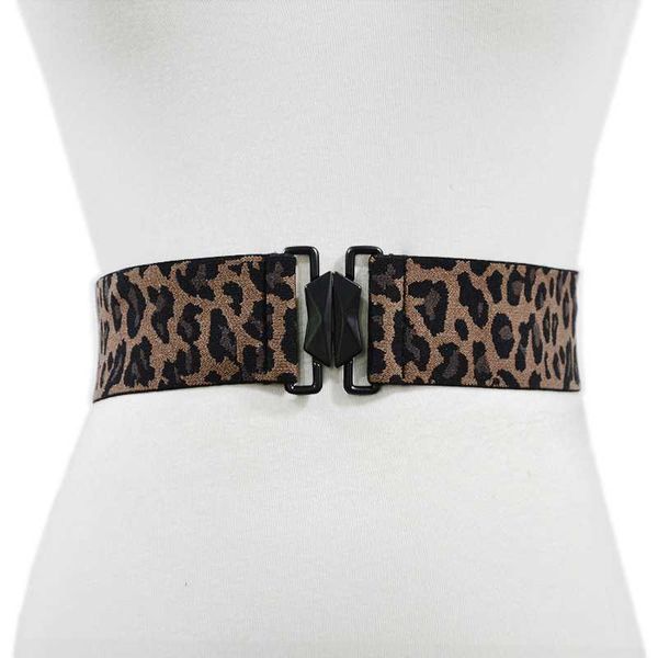 Cinture cinghie per donne nuove semplici elastici sigillo elastico sigillo leopardo stampato decorativo in vita ampia donna cintura nera stampa il leopardo 5 cm