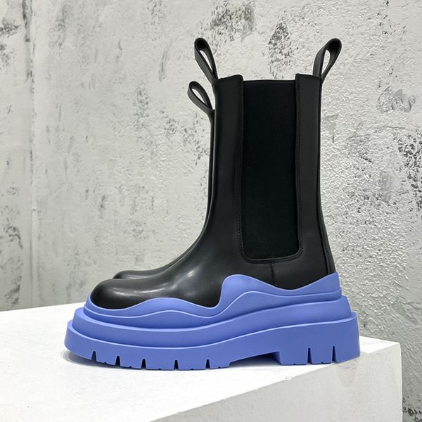 Net vermelho novo B V estilo britânico Chelsea botas casal botas plataforma botas de cavaleiro de luxo designer de couro outono e inverno botas masculinas e femininas tamanhos 35-46 + caixa