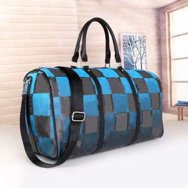 Bolsa de viagem de fim de semana de couro pu de designer clássico para homens e mulheres criativa preta floral costurada sacola 55 cm de grande capacidade bolsa de bagagem integridade888