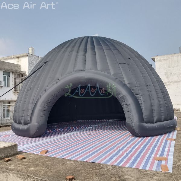 Festa ao ar livre Igloo Dome inflável tenda preta abrigo com soprador de ar para amigos coleta ou promoção/publicidade/vendas de bebidas