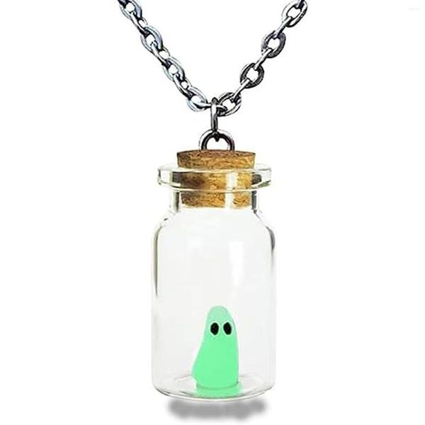 Anhänger Halsketten die adoptierte Ghost Halskette Halloween Glühen in dunklen, gruseligen Charme winzige Flasche für Schmuckgeschenke