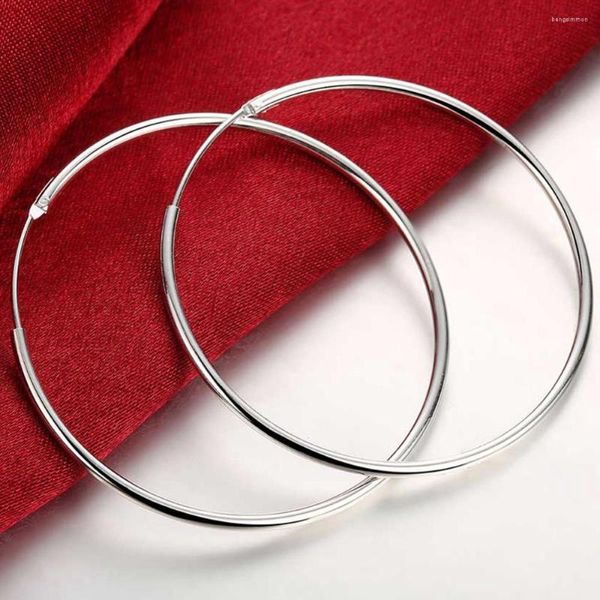 Orecchini a cerchio 925 Sterling Silver Simple Fashion Circle da 35 mm/50 mm per donne Gioielli alla moda all'ingrosso