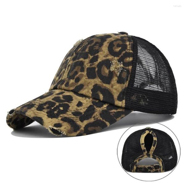 Ballkappen Frauen Baseball Cap Sommer Sonnenhut Mesh Leopardenmuster Hip Hop Vintage weibliche Mädchen im Freien Frauen Frauen