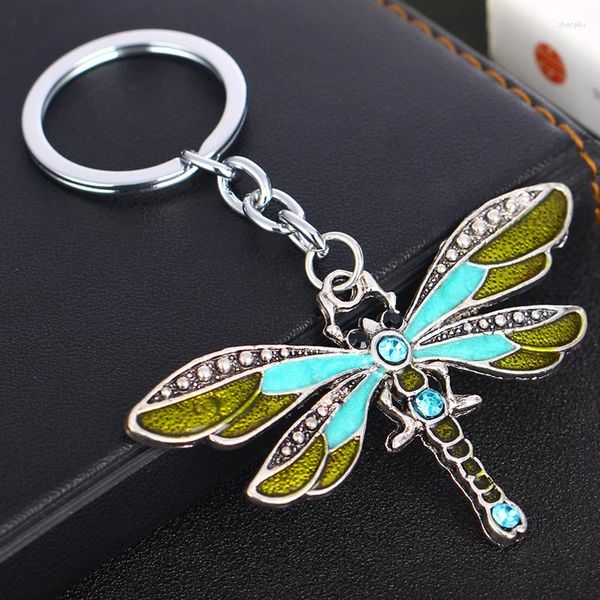 Keychains 12pcs Großhandel Grüne Schmetterling Kristall Schlüsselbund Schlüsselring Geschenke Frauen Mädchen Charme Ketten Juwely Bulk Preis Preis