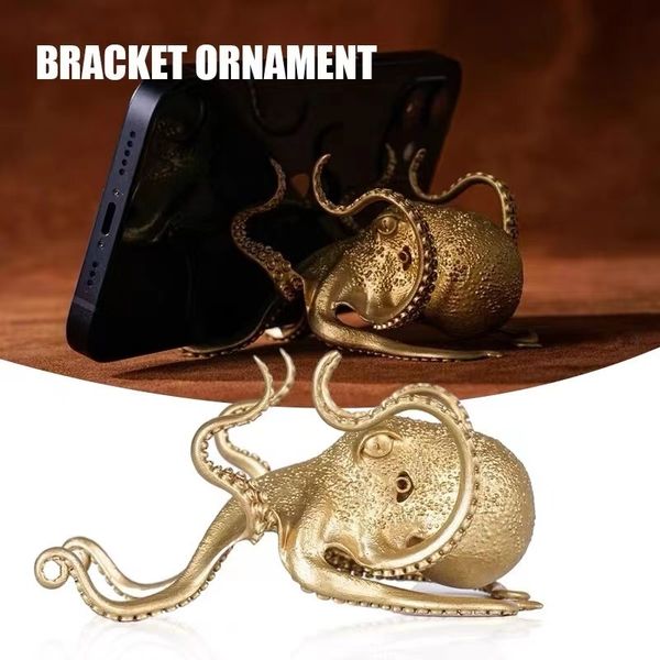 Oggetti decorativi Figurine Creative Octopus Mobile Phone Stand Gold Octopus Decorative Ornament Penist 230812