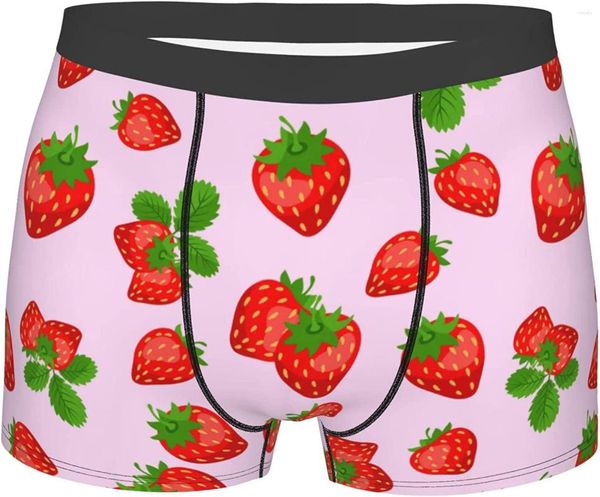 Underpants Bisher's Boxer Briefs In biancheria intima fragole Trunks morbido tratto traspirante largo cintura con sacchetto di rigonfiamento per uomini ragazzi