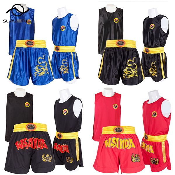 Shorts all'aperto Muay Thai MMA maglietta kungfu wushu abbigliamento arti marziali sanda rashguard boxing pantaloni uomini donne costume da performance 230814