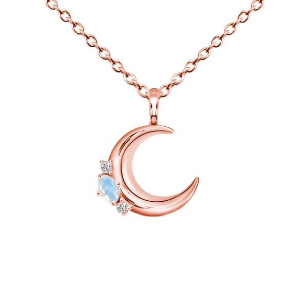 Sıcak Satış S925 STERLING Silver Moon Moonstone Kolye Japonya, Güney Kore ve Avrupa'da Gül Altın Kolye