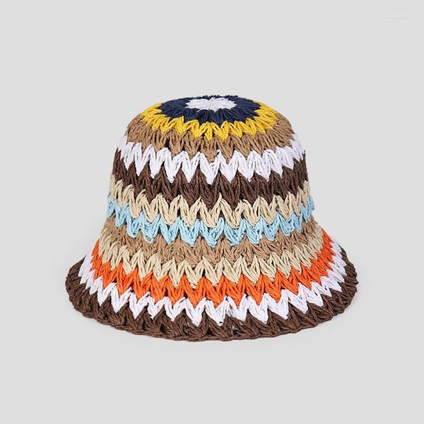 Berets Summer Buckte Hat для женщин складная рука вязаная крючком