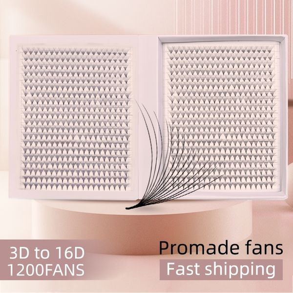 Ложные ресники 1200 вентиляторов ресниц XXL Mega Tray Matte Ultra Dark Premade Vreamde Fan Поклоненный базовый базовый выпускной вентилятор Удлинительные ресницы Инструменты макияжа 230814