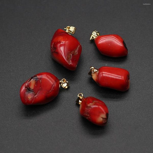 Colares pendentes 1pcs naturais de bambu marinho coral vermelho com duas extremidades afiadas Brincho de jóias de colar de brilho diy