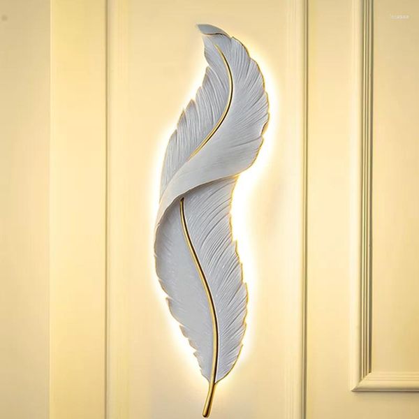 Lampada a parete Led Feather soggiorno Luce Luxuria Creativo Creativo Cambia del letto Moderno Simple TV Grilla Decor