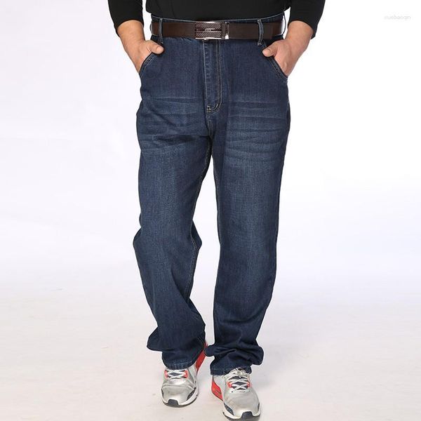 Jeans masculinos Modelos de quatro estações calças longas gordura gordura plus size tamanhos de grande cintura alta esportes confortável casual 132-148cm cintura