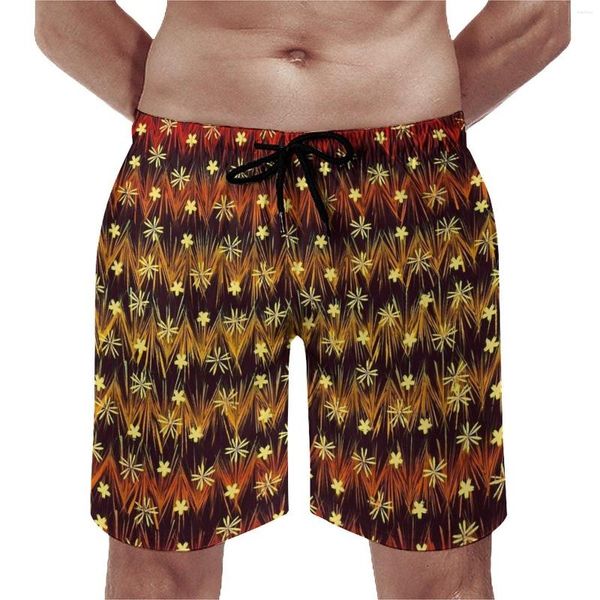 Herren Shorts Ditsy Blumenbrett Gelb Blütendruck Lauf Surf Short Hosen Schnell trockenes Retro -Design Plus Size Swimming Trunks